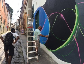 Realização dos Murais na Ladeira do Livramento. Festival galeria Providência 2019. 